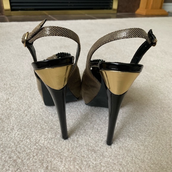 Jessica Simpson Gold and Black Heels - Picture 3 of 5